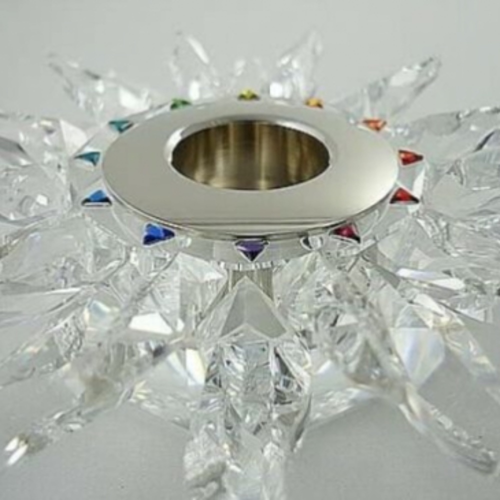 SWAROVSKI SOLARIS Silver Crystal Tea Candle Holder NWT. Condition is New.